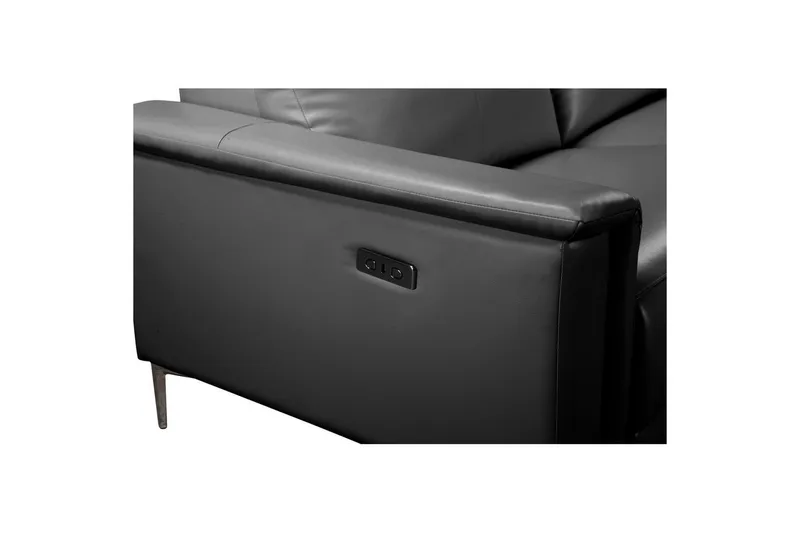 Hjørnesofa 3-seter Lund Svart, Lær/PU, Høyre Elektrisk Recliner - Svart, Lær/PU, Høyre Elektrisk Recliner - Møbler - Sofaer - Reclinersofaer