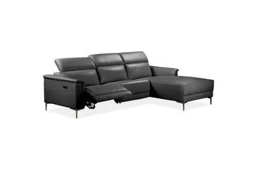 Hjørnesofa 3-seter Lund Svart, Lær/PU, Høyre Elektrisk Recliner - Svart, Lær/PU, Høyre Elektrisk Recliner - Møbler - Sofaer - Reclinersofaer