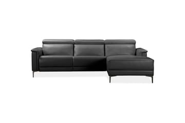 Hjørnesofa 3-seter Lund Svart, Lær/PU, Høyre Manuell Recliner - Svart, Lær/PU, Høyre Manuell Recliner - Møbler - Sofaer - Reclinersofaer