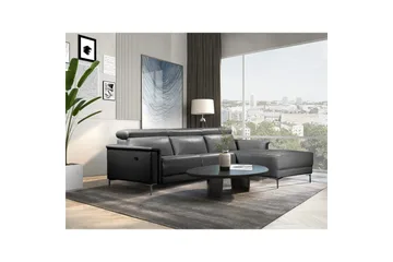 Hjørnesofa 3-seter Lund Svart, Lær/PU, Høyre Manuell Recliner - Svart, Lær/PU, Høyre Manuell Recliner - Møbler - Sofaer - Reclinersofaer