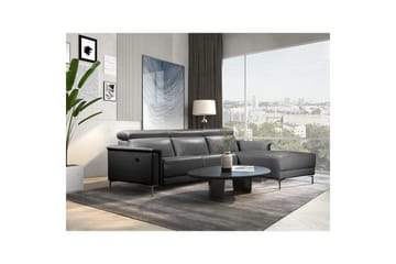 Hjørnesofa 3-seter Lund Svart, Lær/PU, Høyre Manuell Recliner - Svart, Lær/PU, Høyre Manuell Recliner - Møbler - Sofaer - Reclinersofaer