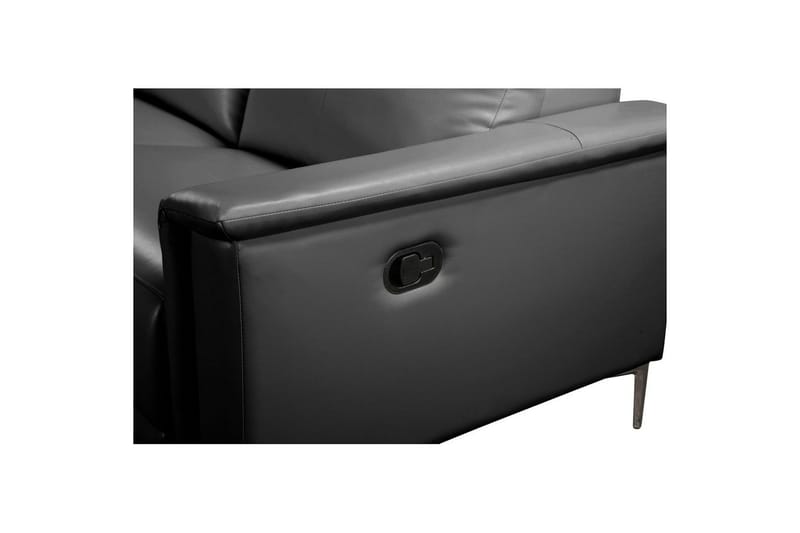 Hjørnesofa 3-seter Lund Svart, Lær/PU, Venstre Manuell Recliner - Svart, Lær/PU, Venstre Manuell Recliner - Møbler - Sofaer - Reclinersofaer