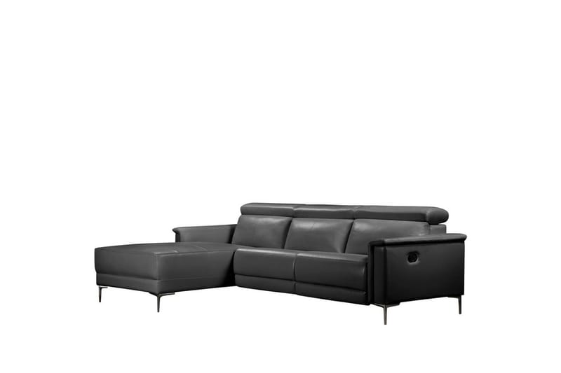 Hjørnesofa 3-seter Lund Svart, Lær/PU, Venstre Manuell Recliner, Svart, Lær/PU, Venstre Manuell Recliner