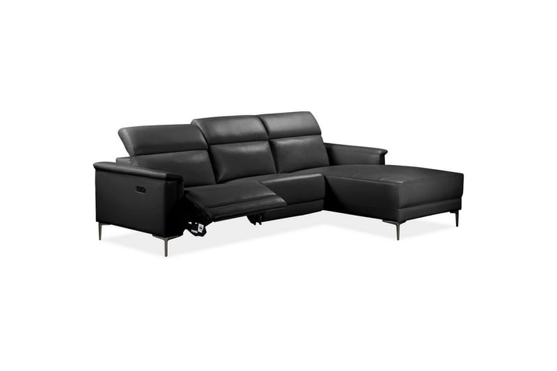 Hjørnesofa 3-seter Lund Svart, PU, Høyre Elektrisk Recliner - Svart, PU, Høyre Elektrisk Recliner - Møbler - Sofaer - Reclinersofaer