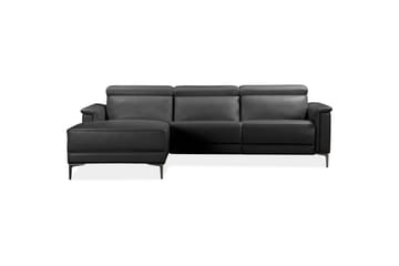 Hjørnesofa 3-seter Lund Svart, PU, Venstre Manuell Recliner - Svart, PU, Venstre Manuell Recliner - Møbler - Sofaer - Reclinersofaer