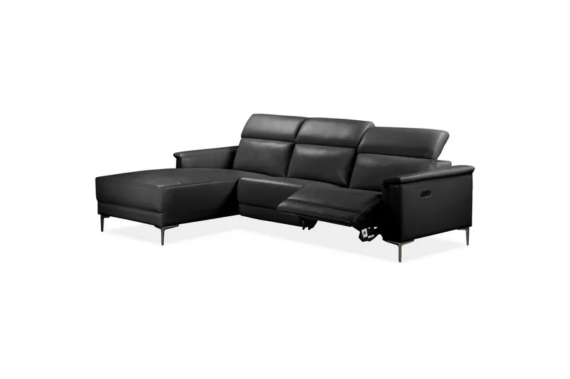 Hjørnesofa 3-seter Lund Svart, PU, Venstre Elektrisk Recliner - Svart, PU, Venstre Elektrisk Recliner - Møbler - Sofaer - Reclinersofaer