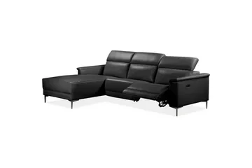 Hjørnesofa 3-seter Lund Svart, PU, Venstre Elektrisk Recliner - Svart, PU, Venstre Elektrisk Recliner - Møbler - Sofaer - Reclinersofaer