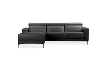 Hjørnesofa 3-seter Lund Svart, PU, Venstre Elektrisk Recliner - Svart, PU, Venstre Elektrisk Recliner - Møbler - Sofaer - Reclinersofaer