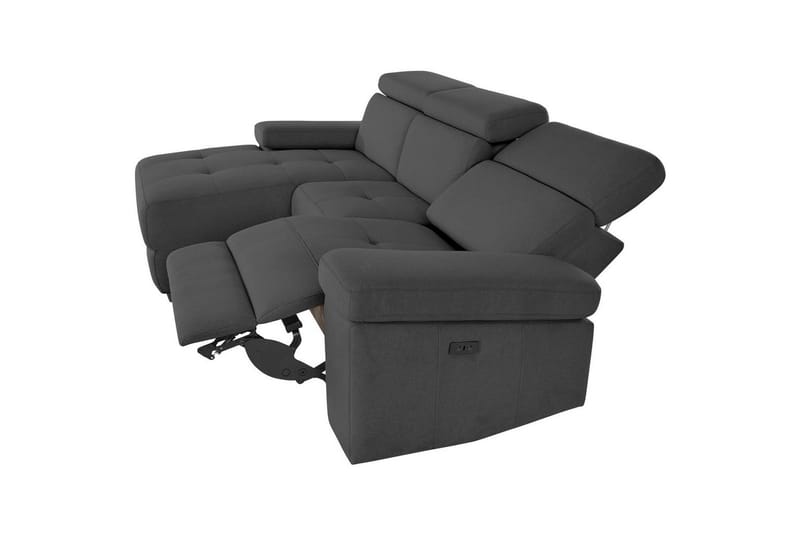 Hjørnesofa 3-seter Rayland Antrasitt, Sunday Stoff, Venstre Elektrisk Recliner - Antrasitt, Sunday Stoff, Venstre Elektrisk Recliner - Møbler - Sofaer - Reclinersofaer