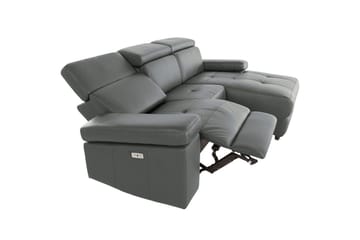Hjørnesofa 3-seter Rayland Grå, Lær/PU, Høyre Elektrisk Recliner - Grå, Lær/PU, Høyre Elektrisk Recliner - Møbler - Sofaer - Reclinersofaer