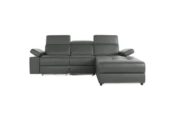 Hjørnesofa 3-seter Rayland Grå, Lær/PU, Høyre Manuell Recliner - Grå, Lær/PU, Høyre Manuell Recliner - Møbler - Sofaer - Reclinersofaer