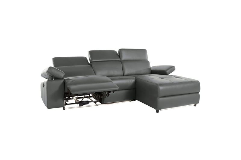 Hjørnesofa 3-seter Rayland Grå, Lær/PU, Høyre Manuell Recliner - Grå, Lær/PU, Høyre Manuell Recliner - Møbler - Sofaer - Reclinersofaer