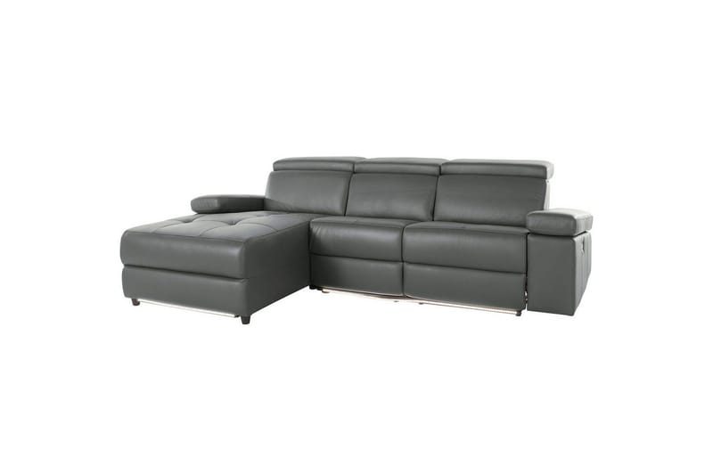 Hjørnesofa 3-seter Rayland Grå, Lær/PU, Venstre Elektrisk Recliner, Grå, Lær/PU, Venstre Elektrisk Recliner