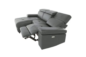 Hjørnesofa 3-seter Rayland Grå, Lær/PU, Venstre Elektrisk Recliner - Grå, Lær/PU, Venstre Elektrisk Recliner - Møbler - Sofaer - Reclinersofaer