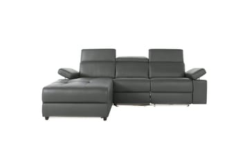 Hjørnesofa 3-seter Rayland Grå, Lær/PU, Venstre Elektrisk Recliner - Grå, Lær/PU, Venstre Elektrisk Recliner - Møbler - Sofaer - Reclinersofaer