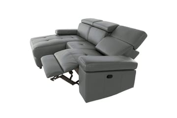 Hjørnesofa 3-seter Rayland Grå, Lær/PU, Venstre Manuell Recliner - Grå, Lær/PU, Venstre Manuell Recliner - Møbler - Sofaer - Reclinersofaer