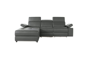 Hjørnesofa 3-seter Rayland Grå, Lær/PU, Venstre Manuell Recliner - Grå, Lær/PU, Venstre Manuell Recliner - Møbler - Sofaer - Reclinersofaer