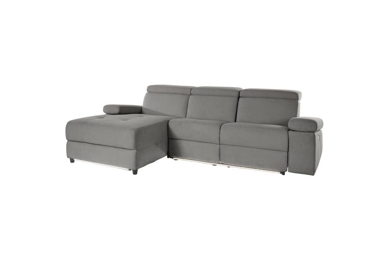 Hjørnesofa 3-seter Rayland Grå, Sunday Stoff, Venstre Elektrisk Recliner, Grå, Sunday Stoff, Venstre Elektrisk Recliner