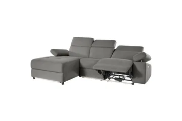 Hjørnesofa 3-seter Rayland Grå, Sunday Stoff, Venstre Elektrisk Recliner - Grå, Sunday Stoff, Venstre Elektrisk Recliner - Møbler - Sofaer - Reclinersofaer