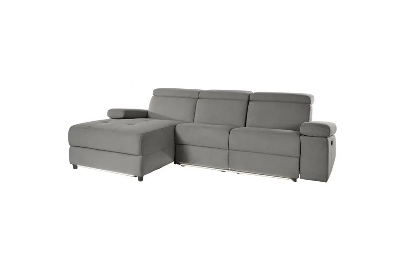 Hjørnesofa 3-seter Rayland Grå, Sunday Stoff, Venstre Manuell Recliner - Grå, Sunday Stoff, Venstre Manuell Recliner - Møbler - Sofaer - Reclinersofaer