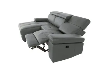 Hjørnesofa 3-seter Rayland Grå, PU, Venstre Manuell Recliner - Grå, PU, Venstre Manuell Recliner - Møbler - Sofaer - Reclinersofaer