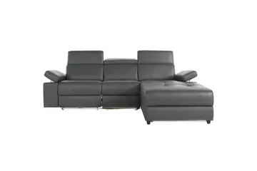 Hjørnesofa 3-seter Rayland Grå, PU, Høyre Elektrisk Recliner - Grå, PU, Høyre Elektrisk Recliner - Møbler - Sofaer - Reclinersofaer