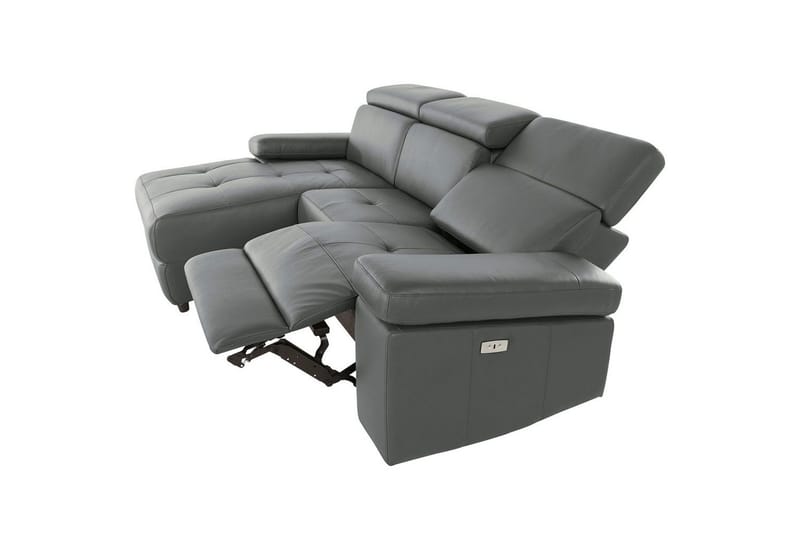 Hjørnesofa 3-seter Rayland Grå, PU, Venstre Elektrisk Recliner - Grå, PU, Venstre Elektrisk Recliner - Møbler - Sofaer - Reclinersofaer