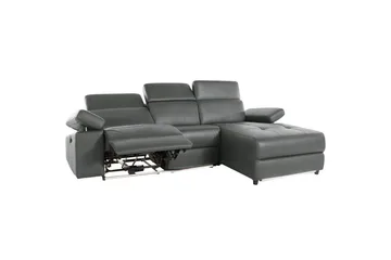 Hjørnesofa 3-seter Rayland Grå, PU, Høyre Manuell Recliner - Grå, PU, Høyre Manuell Recliner - Møbler - Sofaer - Reclinersofaer