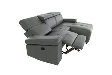 Hjørnesofa 3-seter Rayland Grå, PU, Høyre Manuell Recliner - Grå, PU, Høyre Manuell Recliner - Møbler - Sofaer - Reclinersofaer