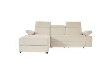 Hjørnesofa 3-seter Rayland Hvit, Sunday Stoff, Venstre Elektrisk Recliner - Hvit, Sunday Stoff, Venstre Elektrisk Recliner - Møbler - Sofaer - Reclinersofaer