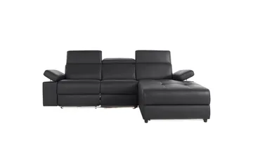 Hjørnesofa 3-seter Rayland Svart, Lær/PU, Høyre Manuell Recliner - Svart, Lær/PU, Høyre Manuell Recliner - Møbler - Sofaer - Reclinersofaer