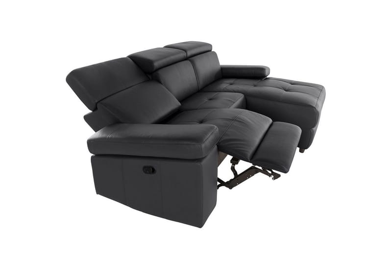 Hjørnesofa 3-seter Rayland Svart, Lær/PU, Høyre Manuell Recliner - Svart, Lær/PU, Høyre Manuell Recliner - Møbler - Sofaer - Reclinersofaer