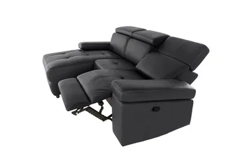 Hjørnesofa 3-seter Rayland Svart, PU, Venstre Manuell Recliner - Svart, PU, Venstre Manuell Recliner - Møbler - Sofaer - Reclinersofaer