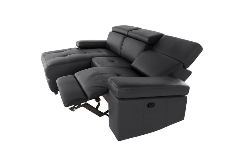 Hjørnesofa 3-seter Rayland Svart, PU, Venstre Manuell Recliner - Svart, PU, Venstre Manuell Recliner - Møbler - Sofaer - Reclinersofaer