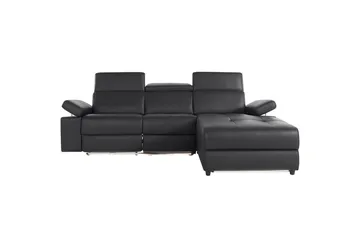 Hjørnesofa 3-seter Rayland Svart, PU, Høyre Manuell Recliner - Svart, PU, Høyre Manuell Recliner - Møbler - Sofaer - Reclinersofaer