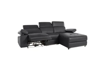 Hjørnesofa 3-seter Rayland Svart, PU, Høyre Manuell Recliner - Svart, PU, Høyre Manuell Recliner - Møbler - Sofaer - Reclinersofaer
