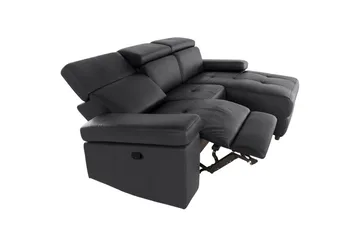 Hjørnesofa 3-seter Rayland Svart, PU, Høyre Manuell Recliner - Svart, PU, Høyre Manuell Recliner - Møbler - Sofaer - Reclinersofaer