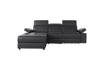 Hjørnesofa 3-seter Rayland Svart, PU, Venstre Manuell Recliner - Svart, PU, Venstre Manuell Recliner - Møbler - Sofaer - Reclinersofaer