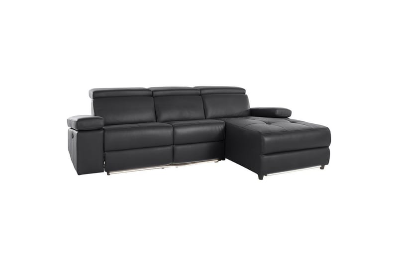 Hjørnesofa 3-seter Rayland Svart, PU, Høyre Manuell Recliner, Svart, PU, Høyre Manuell Recliner