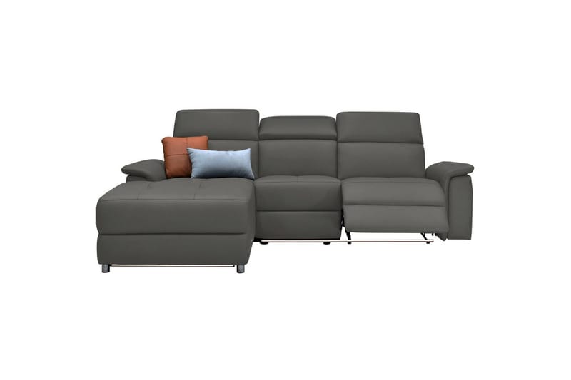 Hjørnesofa 3-seter Pareli Grå, Lær/PU, Venstre Manuell Recliner - Grå, Lær/PU, Venstre Manuell Recliner - Møbler - Sofaer - Reclinersofaer