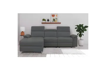 Hjørnesofa 3-seter Pareli Grå, Lær/PU, Venstre Manuell Recliner - Grå, Lær/PU, Venstre Manuell Recliner - Møbler - Sofaer - Reclinersofaer