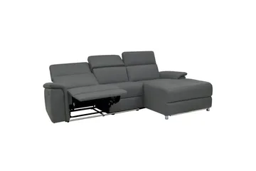 Hjørnesofa 3-seter Pareli Grå, Lær/PU, Høyre Elektrisk Recliner - Grå, Lær/PU, Høyre Elektrisk Recliner - Møbler - Sofaer - Reclinersofaer