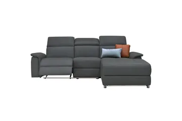 Hjørnesofa 3-seter Pareli Grå, PU, Høyre Manuell Recliner - Grå, PU, Høyre Manuell Recliner - Møbler - Sofaer - Reclinersofaer