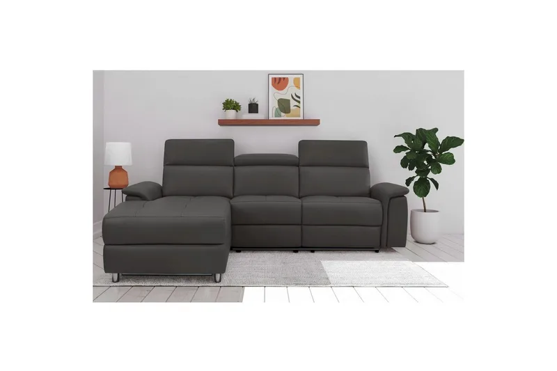 Hjørnesofa 3-seter Pareli Brun, PU, Venstre Elektrisk Recliner - Brun, PU, Venstre Elektrisk Recliner - Møbler - Sofaer - Reclinersofaer