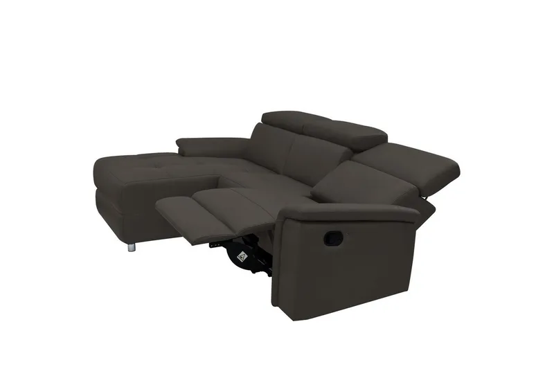 Hjørnesofa 3-seter Pareli Brun, Lær/PU, Venstre Manuell Recliner - Brun, Lær/PU, Venstre Manuell Recliner - Møbler - Sofaer - Reclinersofaer