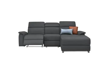 Hjørnesofa 3-seter Pareli Grå, Lær/PU, Høyre Manuell Recliner - Grå, Lær/PU, Høyre Manuell Recliner - Møbler - Sofaer - Reclinersofaer