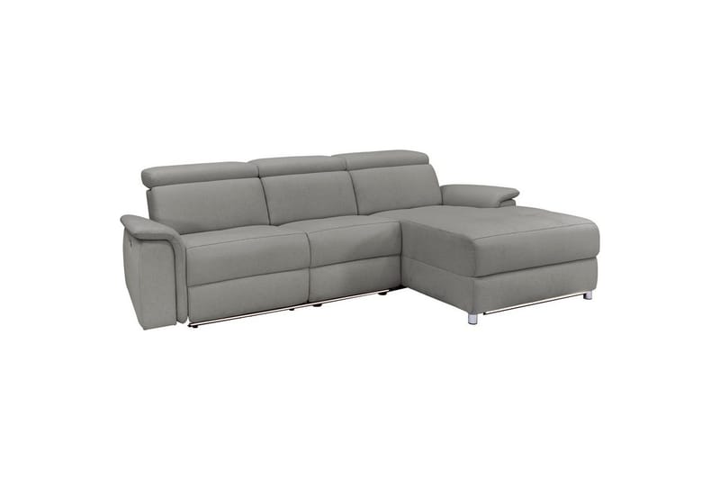 Hjørnesofa 3-seter Pareli Grå, Sunday Stoff, Høyre Elektrisk Recliner, Grå, Sunday Stoff, Høyre Elektrisk Recliner
