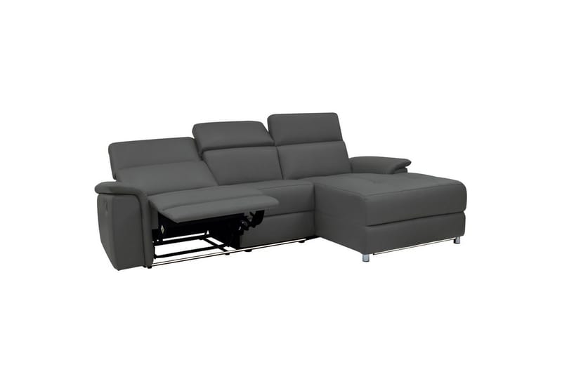 Hjørnesofa 3-seter Pareli Grå, Lær/PU, Høyre Manuell Recliner - Grå, Lær/PU, Høyre Manuell Recliner - Møbler - Sofaer - Reclinersofaer