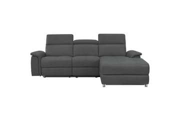 Hjørnesofa 3-seter Pareli Grå, Lær/PU, Høyre Manuell Recliner - Grå, Lær/PU, Høyre Manuell Recliner - Møbler - Sofaer - Reclinersofaer