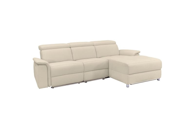 Hjørnesofa 3-seter Pareli Hvit, Sunday Stoff, Høyre Manuell Recliner, Hvit, Sunday Stoff, Høyre Manuell Recliner